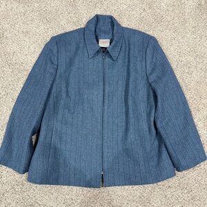 Vintage Irish Donegal Handwoven Tweed 100% Wool Teal Zipup Jacket Women’s L